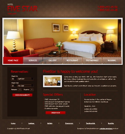 Template #51453 Booking Motel  - ADOBE PHOTOSHOP HOMEPAGE SCREENSHOT