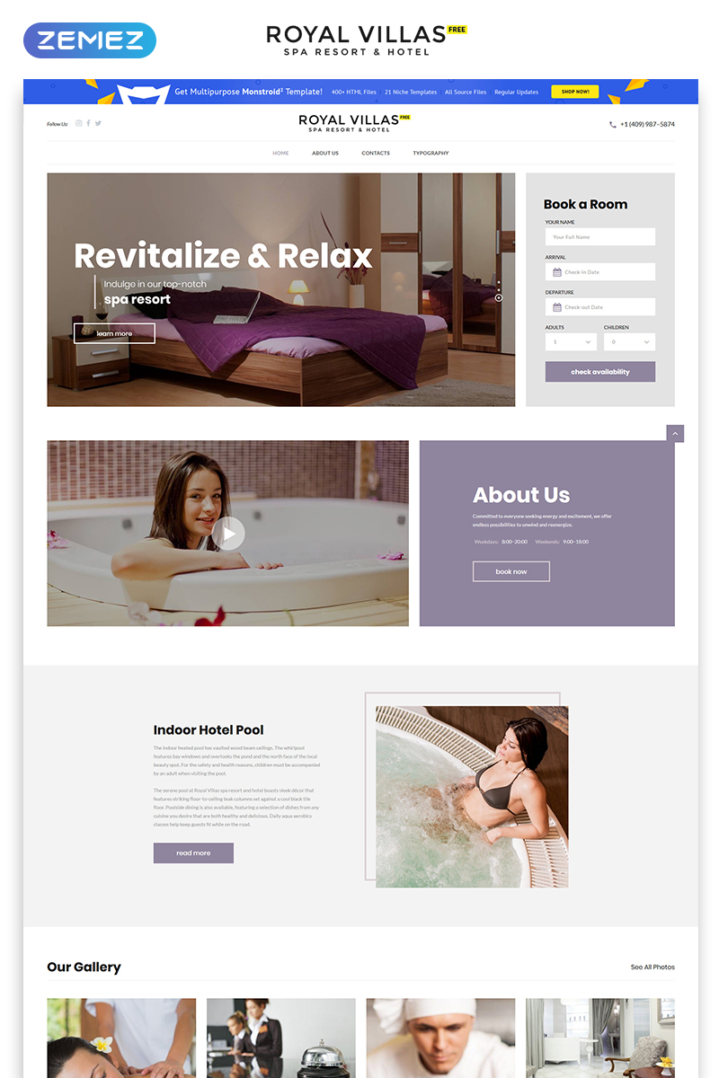 Free Hotel Website Template 51453