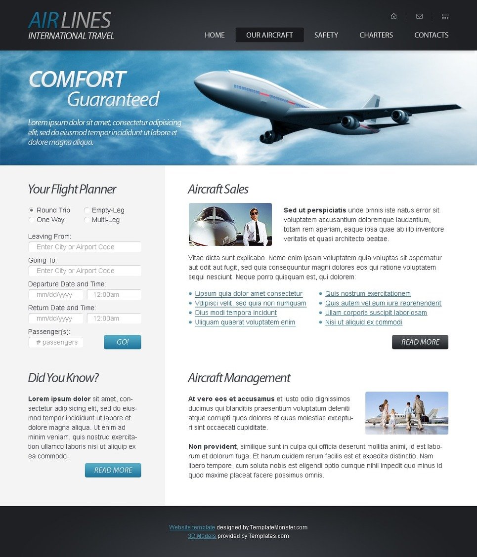 Download Free HTML5 Website Template - Airlines Company