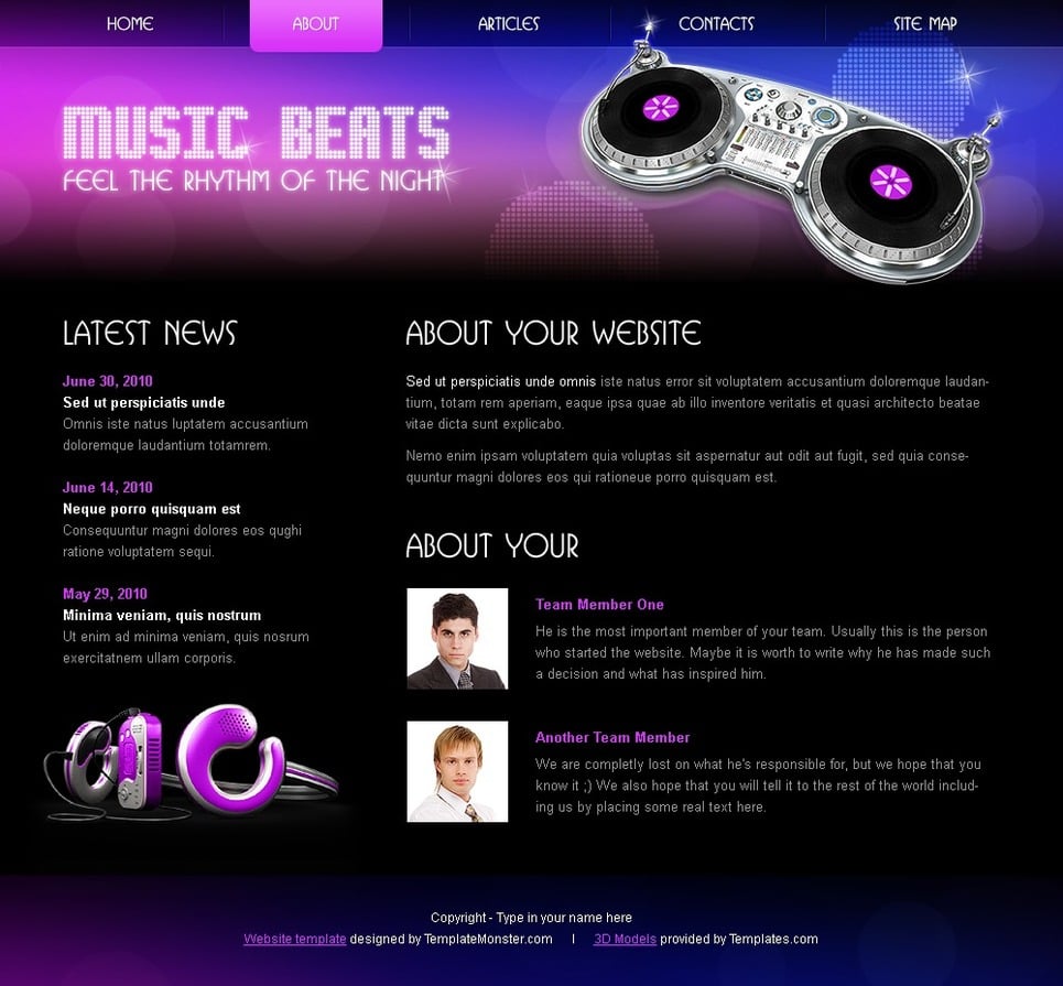 free-html5-css3-template-music