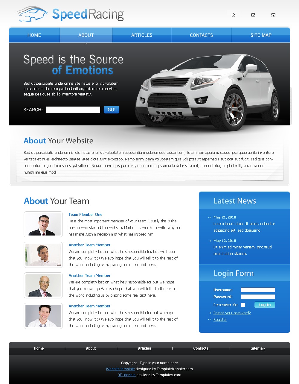Tema Siti Web #51468 "Template Siti Web Gratuito - Automobilismo" - screenshot