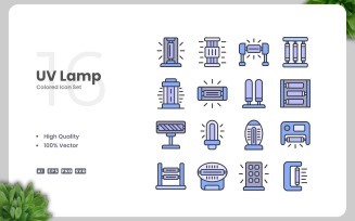 16 UV Lamp Colored Icons Set
