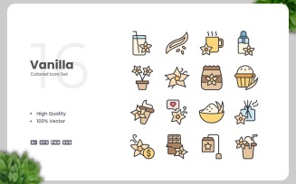 16 Vanilla Colored Icons Set