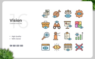 16 Vision Colored Icons Set