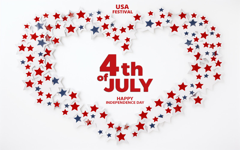 4th of july in love shape Product Mockup