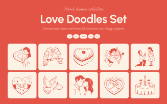 Modern Love Doodles icon Set