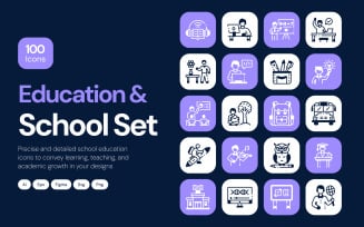 School Education Icons Set