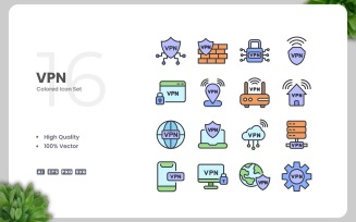 16 VPN Colored Icons Collection