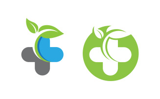Hospital Healthy life Medical with leaf Logo template v.12