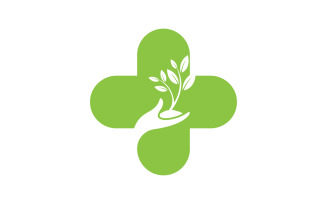 Hospital Healthy life Medical with leaf Logo template v.15