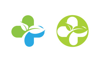 Hospital Healthy life Medical with leaf Logo template v.6