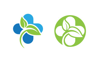 Hospital Healthy life Medical with leaf Logo template v.9
