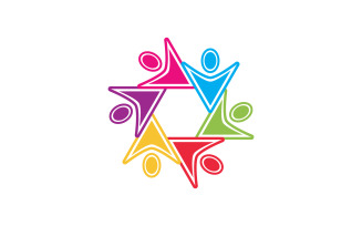 Human care group network and social logo design v.16
