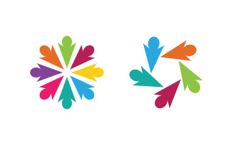 Human care group network and social logo design v.17