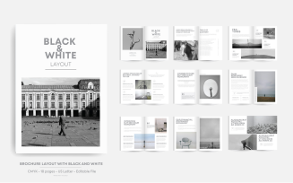 Black & White Multipurpose 18 Pages Brochure Layout – Editable & Print Ready