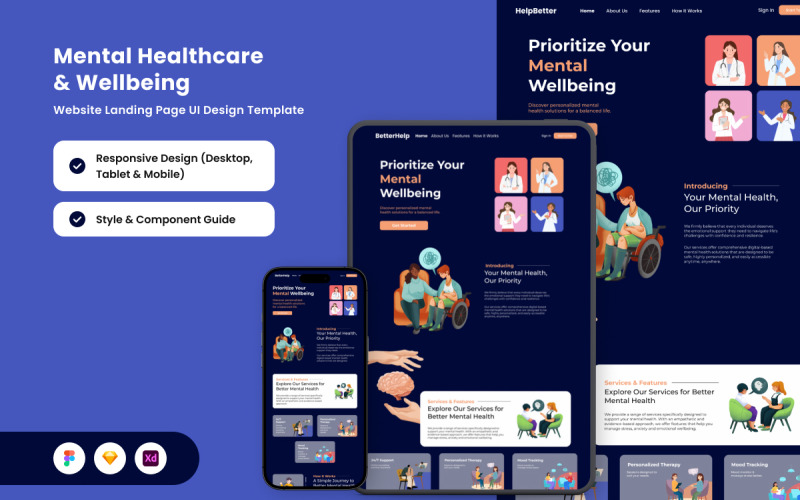 HelpBetter – Mental Health Design Template UI Element