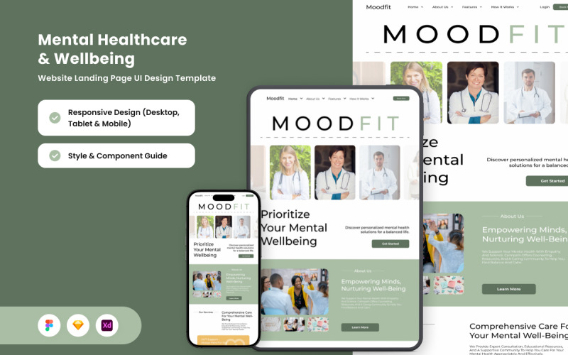 Moodfit – Mental Health Design Template UI Element