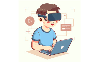 Boy Using Virtual Reality Headset