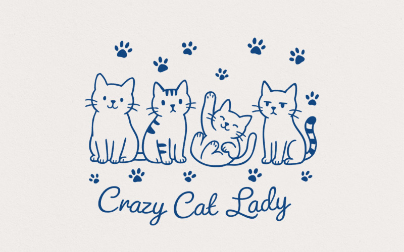 Crazy Cat Lady Sublimation Design, Funny Cat PNG, Cat Lover Funny Quote, Kitten Digital File, Illustration
