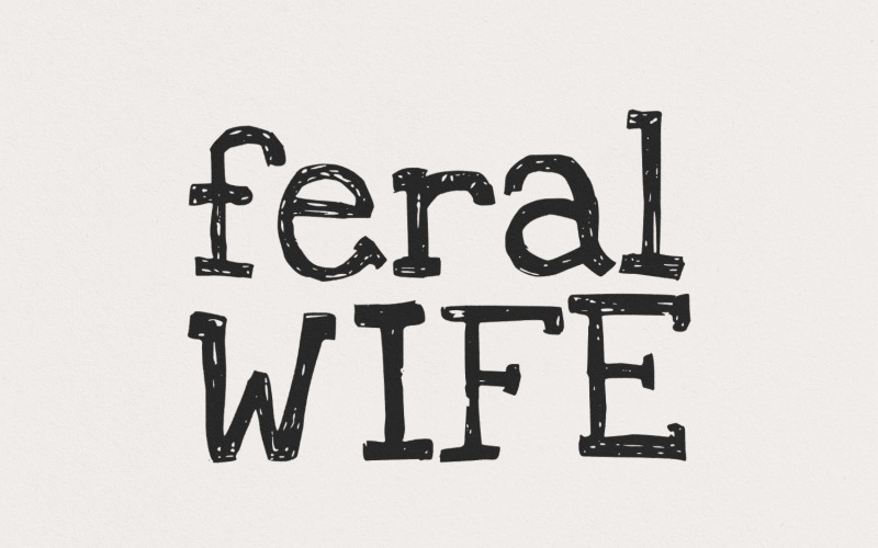 Feral Wife PNG Digital Download, Sublimation DTF Design, Retro Typewriter, Trending Phrase, Illustration