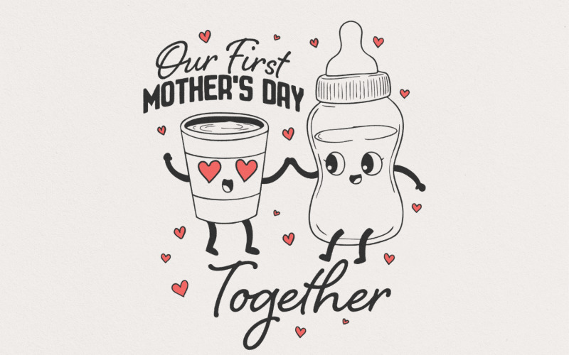 Our First Mothers Day Together PNG, Matching Mom and Baby, 1st Mothers Day, Mother's Day png, Mommy Illustration