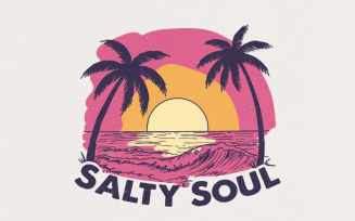 Summer Shirt Designs, Retro Summer PNG, Salty Soul PNG, Hello Summer PNG, Digital Download, Beach