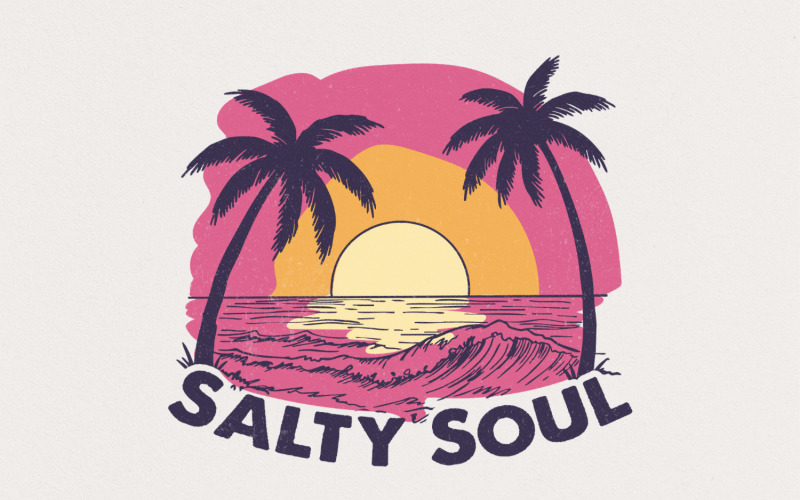 Summer Shirt Designs, Retro Summer PNG, Salty Soul PNG, Hello Summer PNG, Digital Download, Beach Illustration