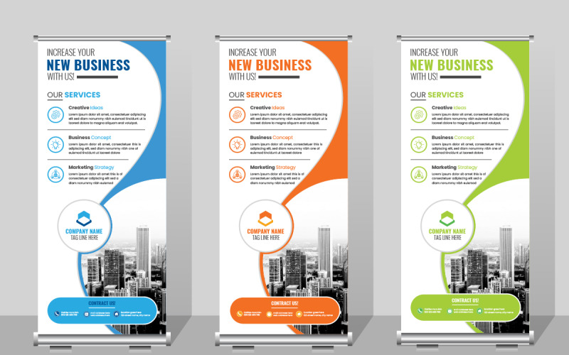 Business Roll up banner template, Creative business agency roll up banner design or pull up Illustration