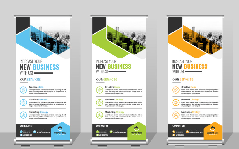 Business Roll up banner template, Professional corporate roll up banner design or pull up Illustration