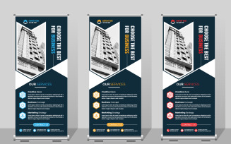 Roll up banner template, business roll up banner design corporate x stand