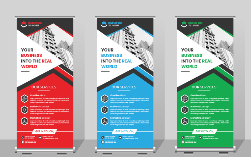 Roll up banner template, display roll up banner and signage stand Illustration