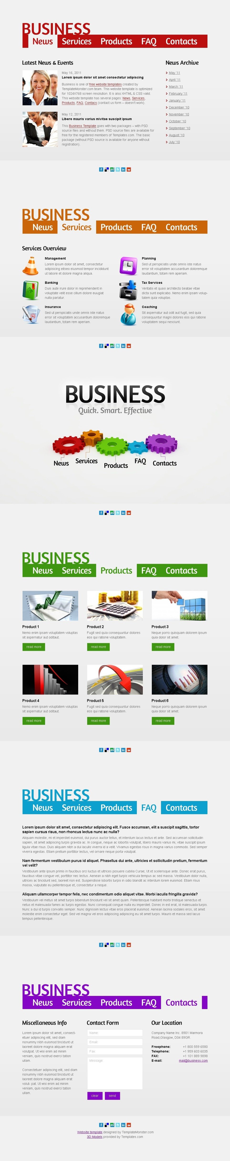 Free Business Web Template - Single Page Layout