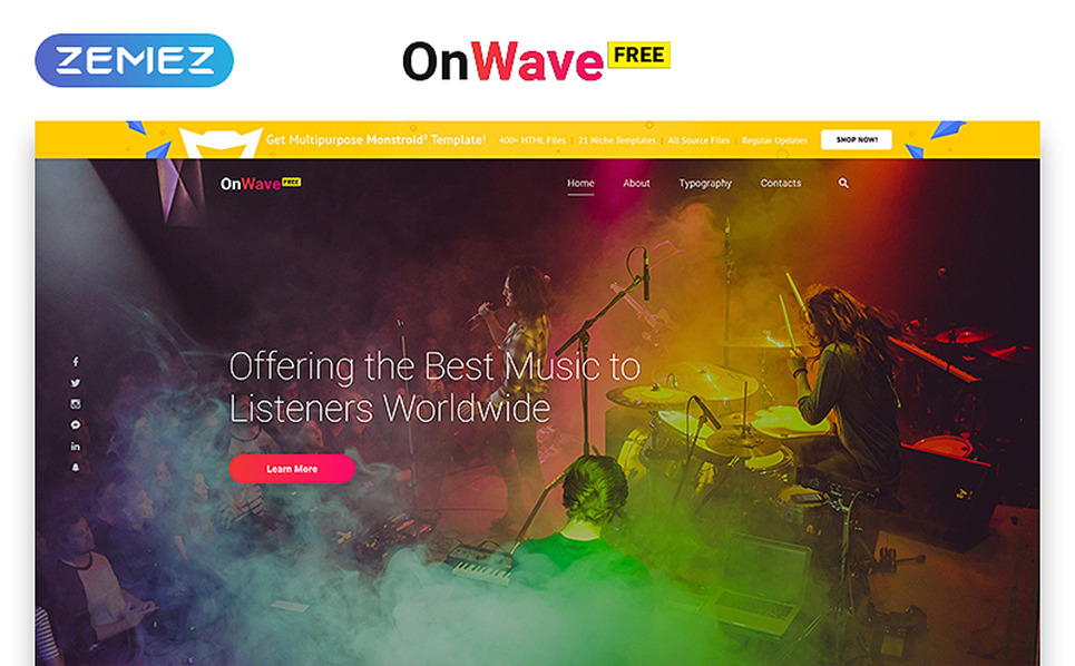 Free Website Template With JQuery Gallery Music