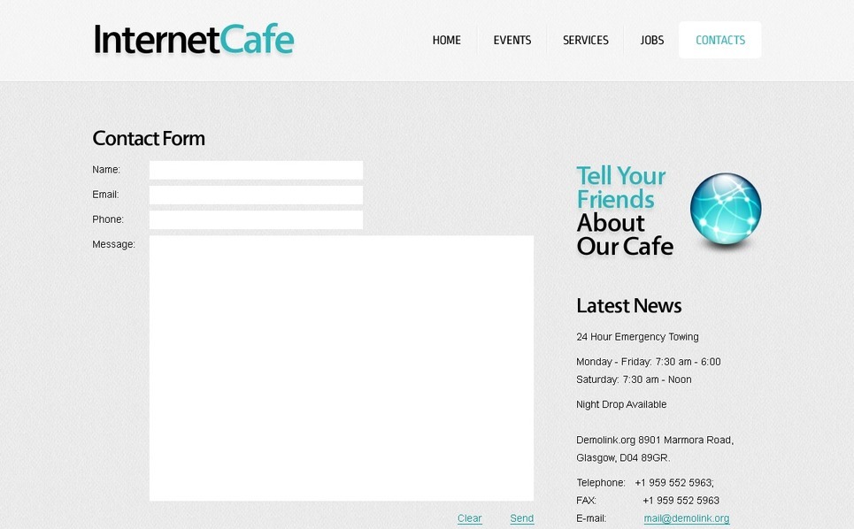 Free Website Template for Cafe jQuery Slider