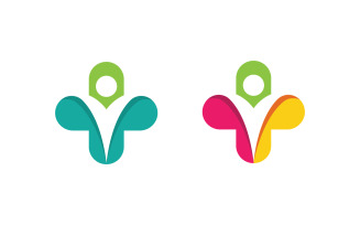 Human care group network and social logo design v.29