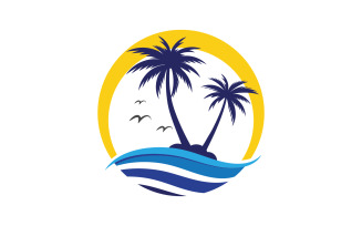 Palm tree summer beach icon illustration v.11