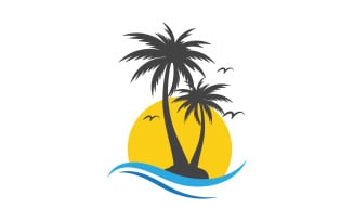 Palm tree summer beach icon illustration v.15