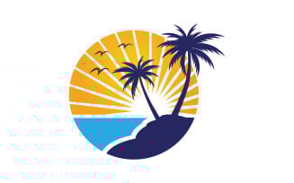Palm tree summer beach icon illustration v.16