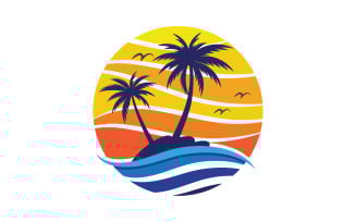 Palm tree summer beach icon illustration v.17