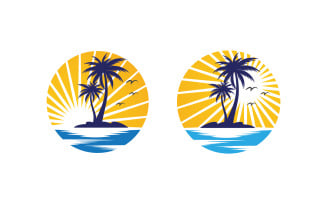 Palm tree summer beach icon illustration v.18