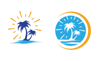 Palm tree summer beach icon illustration v.19