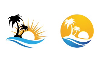 Palm tree summer beach icon illustration v.8