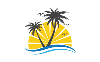 Palm tree summer beach icon illustration v.9
