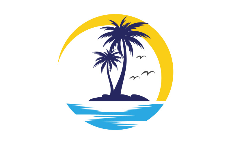 Palm tree summer beach icon illustration v.21 Logo Template