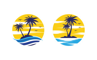 Palm tree summer beach icon illustration v.22