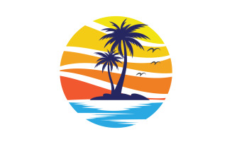 Palm tree summer beach icon illustration v.24