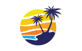 Palm tree summer beach icon illustration v.25