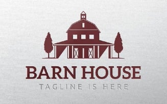 Barn Home House Building with Traditional Livestock Warehouse Style Logo Template