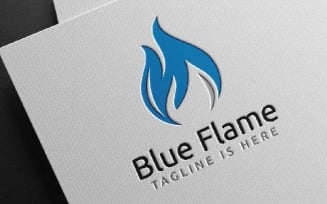 Blue Hot Fire Flame Nature Camping Adventure Logo Template