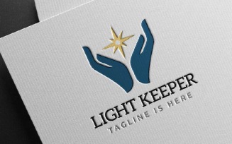 Bright Sparkling Sun Light Keeper Protection Hands Business Logo Template